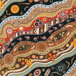 Australian motifs Cotton Print Fabric Australian motifs