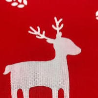 stylised white reindeer on red background