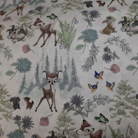 Bambi, rabbits, squirrels, butterflies on white background