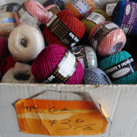 box of multicolour yarn