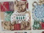 Fabric Swatch of Teddy, letter blocks, car