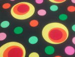Fabric Swatch Coloured discs on Balck Background