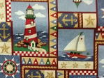 Lighthouse, Yacht, signal flags, compass, anchor