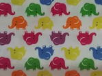 Red Green Yello Blue Elephants on White Background