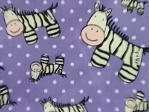 Children's fabric Zebras on mauve background