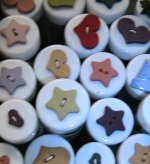 pink,red, blue, cream, heart and star shaped buttons