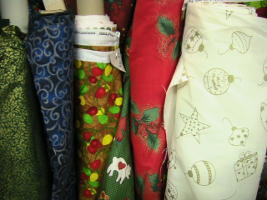 Rolls of Christmas Fabric