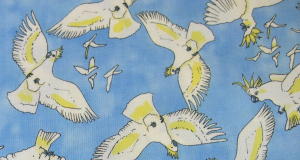 Sulphur Crested Cockatoos 100% Cotton Fabric